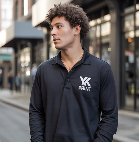 polo manche longue personnalise logo lyon